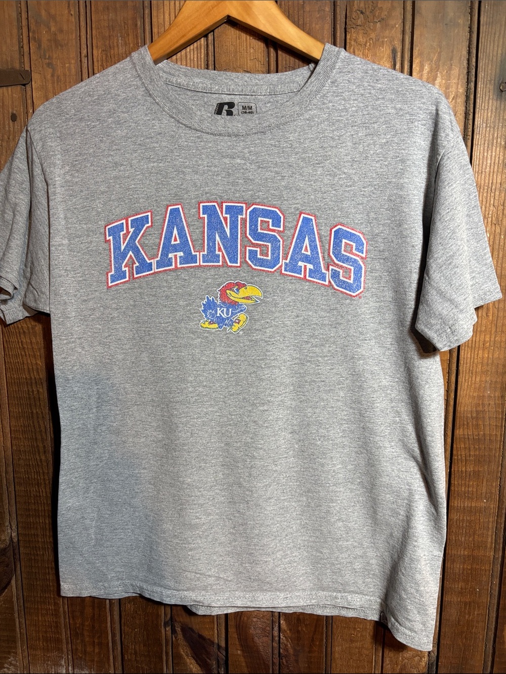 Nicely Faded Russell Kansas Gray Short-Sleeve T-Shirt